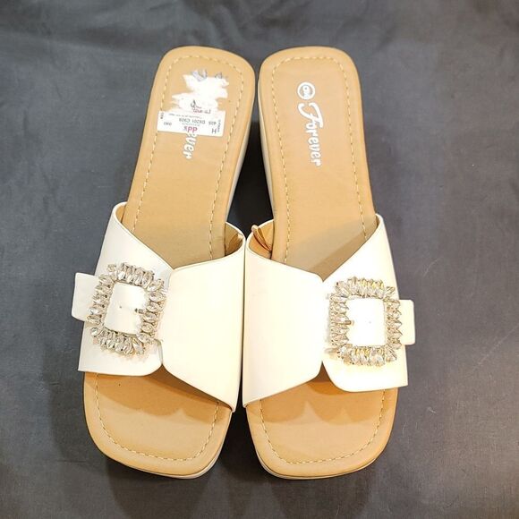 BRAND NEW FOREVER OPEN-TOE BLOCK HEEL ESPADRILLE WEDGE SANDAL G1 - Picture 1 of 12